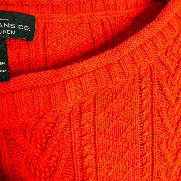 Vintage Y2K Ralph Lauren Jeans LRL Size Small Orange Cotton Cable Knit Sweater - Picture 4 of 9
